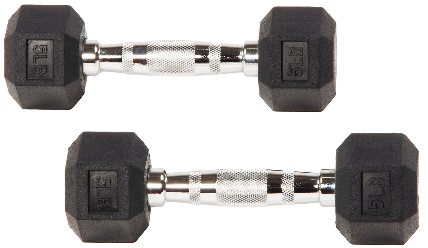 Balancefrom Rubber Encased Hex Dumbbells, 5 Lbs Pair