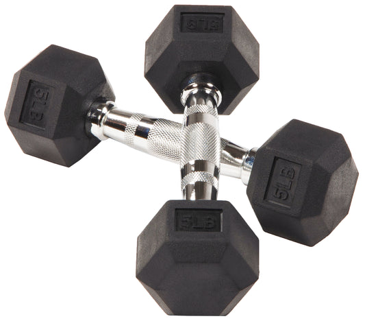 Balancefrom Rubber Encased Hex Dumbbells, 5 Lbs Pair